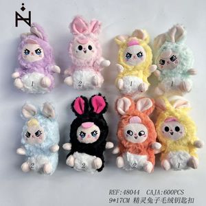 Portachiavi in peluche a forma di coniglio elfo 9x17cm, grazioso ciondolo animale per borsa o portachiavi - Product Image 3