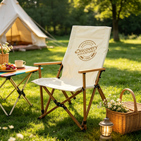 Chaise de camping pliante en aluminium à effet bois, chaise pliante d'extérieur avec accoudoirs en bois massif, chaise de réalisateur portable