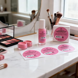 Etiquetas adhesivas personalizadas para botellas de cosméticos, impresas en colores brillantes, con logotipo, a base de aceite, en rollo. - Product Image 1