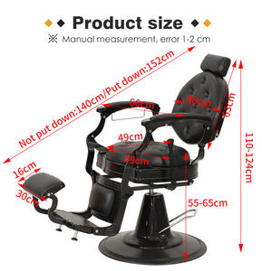 Sillón de Peluquería de Cuero Negro Estilo Vintage, Silla de Estilismo Hidráulica Ajustable para Barbería - Product Image 6