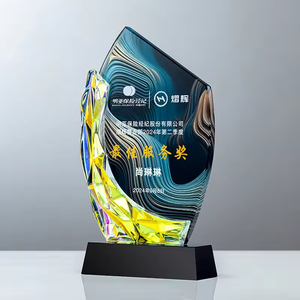 Trophée personnalisé en <span class=keywords><strong>verre</strong></span> de <span class=keywords><strong>cristal</strong></span> arc-en-ciel pour évaluation Souvenir - Product Image 2