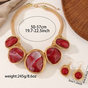 Nuovo Arrivo 2026: Set di Gioielli Esagerati Placcati <span class=keywords><strong>Oro</strong></span> con Cristalli e Strass, Stile Tribale, Taglia Grande per Donne - Product Image 6