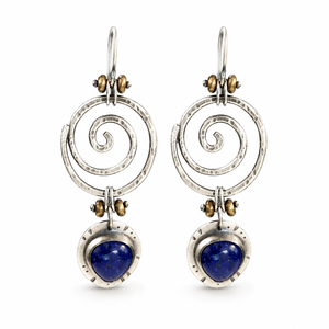 Orecchini Pendenti Vintage Blu Scuro, Gioielli Artistici di Moda per Donne - Product Image 1
