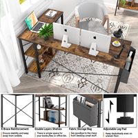 Petit bureau d'ordinateur en forme de L, bureau d'angle de 47 pouces en forme de L avec étagères de rangement réversibles pour poste de travail de bureau à domicile