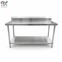 Table de travail en acier inoxydable robuste avec pare-éclaboussures arrière et étagère de rangement pour cuisine commerciale