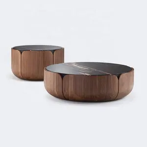 Italian minimalist living room coffee table walnut wood creative high-end combination furniture