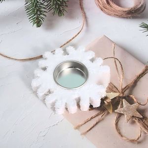 Manufacture Wooden Candlestick Ornament Spray Velvet Snowflake Heart-Shaped Home Creative Desktop Decoration - Product Image 3