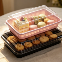 Boîtes à gâteaux de 5 pouces, fond blanc en PET, couvercle transparent, emballage en plastique carré, porte-gâteaux avec couvercle transparent