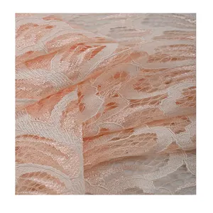 Новый стиль, по низкой цене, оранжевая нейлоновая хлопчатобумажная вышитая кружевная ткань с цветочной вышивкой для платья