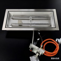 Kit de brûleur à gaz rectangulaire à double paroi en acier inoxydable de 66 cm pour table de foyer extérieur.