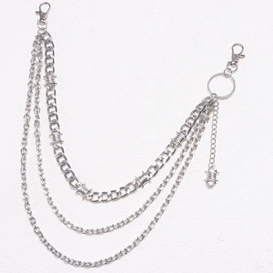 yueli Multi Layered Metal Spiked Trouser <b>Chain</b> For <b>Jeans</b> Accessories Casual Hip Hop Style Tibetan Silver Waist <b>Chain</b> - Product Image 4