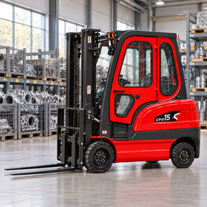 Chariot élévateur électrique FW CPD15 1,5 tonne avec batterie lithium-ion, déplaceur latéral et pneus pleins pour la logistique d'entraînement/traîtement en usine - Product Image 1