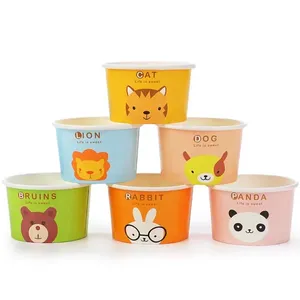 Logotipo personalizado 10oz Ice Cream Yogurt Paper Cup com 97mm Tampas Empilháveis 300ml Biodegradável de Alta Qualidade Ice Cream Container
