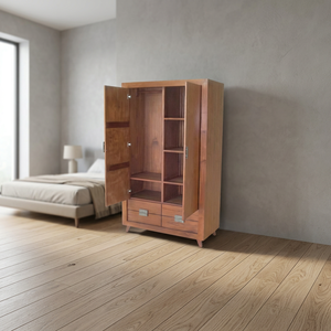 Armario de Dormitorio Moderno de Madera Maciza con 2 Puertas, Diseño Minimalista, Herrajes de Latón, Gran Capacidad de Almacenamiento, Construcción Duradera - Product Image 2