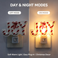 Lampu Malam LED Bentuk Tongkat Permen Natal JOY, Dapat Diputar 360 Derajat, Cahaya Lembut Hangat, Dekorasi Kamar Tidur & Rumah untuk Liburan, Grosir OEM