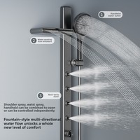 Ensemble de douche mural thermostatique en laiton pressurisé avec affichage numérique LED intelligent gris de haute qualité pour salle de bain