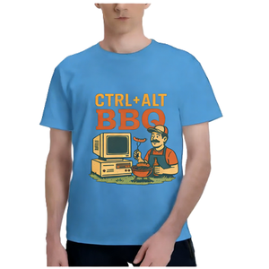 Divertente maglietta grafica da uomo CTRL ALT BBQ, maglietta a maniche corte con umorismo da programmatore, stile geek, top casual estivo - Product Image 5