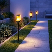 Lampe torche solaire en forme de gobelet, effet flamme, lampe de jardin LED étanche, piquet de sol, décoration extérieure pour allée, cour