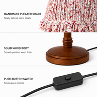 Lampe de table en bois avec abat-jour à imprimé floral, lumière de chevet pour mariage, fête, chambre à coucher, salon, décoration de la maison
