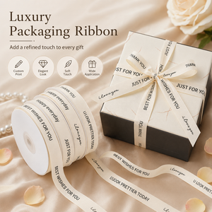 Nastri in Gros Grain Stampati di Lusso di Alta Qualità, Rotolo con Logo Personalizzato, Nastri di Raso Decorativi per Confezioni Regalo con Fiocchi e Stampa Oro a Caldo - Product Image 5