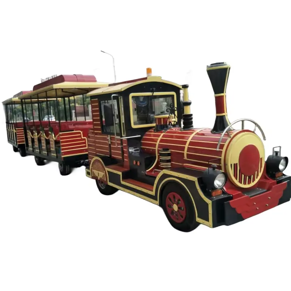 Sıcak satış eğlence parkı çocuk tren eğlence ekipmanları üretim fabrika tema parkı izsiz elektrikli küçük tren