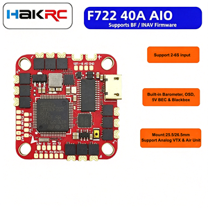 <span class=keywords><strong>HAKRC</strong></span> <span class=keywords><strong>F722</strong></span> 40A AIO ชุดควบคุมการบิน 4IN1 BLHELI_S ESC 2-6S บารอมิเตอร์ในตัว OSD บล็อกบ็อกซ์ สำหรับโดรน FPV Cinewhoop Toothpick - Product Image 1