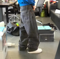 Pantalon Jean Denim Y2K Ample Lavé à l'Acide Vintage pour Garçons, Style Baggy Grandes Tailles pour Hommes