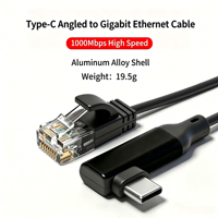 Câble Ethernet Gigabit Type C à RJ45 coudé à 90 degrés, coque en aluminium, négociation automatique 10/100/1000 Mbps, cordon réseau LAN