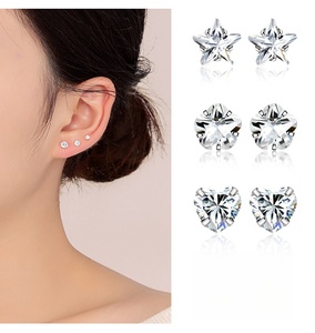 Pendientes de tuerca de circón cuadrado de Plata de Ley 925 auténtica a la moda para mujer, joyería fina clásica, accesorios minimalistas para Piercing de oreja - Product Image 3