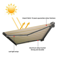 Auvent rétractable motorisé en aluminium pour villa, jardin, balcon et terrasse, avec protection UV et imperméable, et bandes lumineuses réglables