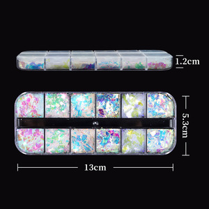 Stock Arrival 12 Grid Nail <b>Sequins</b> Decorations Mermaid Shiny for UV Gel Flake Nail <b>Art</b> Glass Paper Nail Sticker - Product Image 6