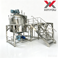 Machine d'émulsification sous vide de type fixe Xinyou 1000L 2000L, mélangeur pour cosmétiques, lotions, crèmes, gel capillaire