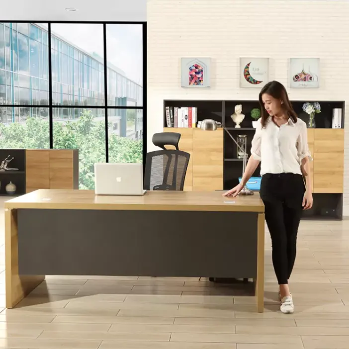 Liyu furnitur kantor eksekutif meja eksekutif mewah gaya modern kayu