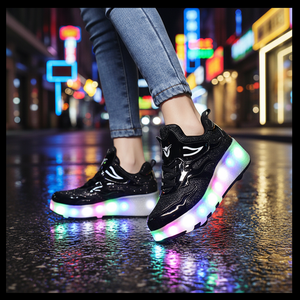 Exemore <span class=keywords><strong>pattini</strong></span> a rotelle ricaricabili staccabili luce up ruote all'ingrosso per bambini adulti Kick Out <span class=keywords><strong>pattini</strong></span> a rotelle con 4 ruote - Product Image 1