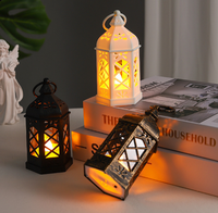 Lanterne à bougie sans flamme LED, lanterne hexagonale portable, lumière de nuit suspendue, mini lanterne décorative pour le Ramadan, l'Aïd, les mariages, la décoration de la maison