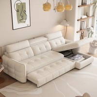 Luxuriöses Modernes Holz-Wohnzimmer-Schlafzimmer-Set mit Weichen Sofas, Bettfunktion, Liegestuhl, L-Form, Klappbar, 2-3-Sitzer, Ausziehbar mit Stauraum