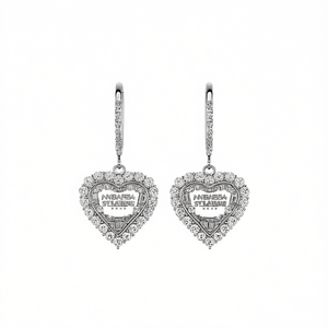 Pendientes de Cristal con Forma de Corazón Barba St. Laurence, Plata 925 con Engaste Pavé, Románticos para Uso Diario de Mujer - Product Image 1