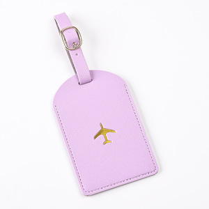 Étiquette de bagage en cuir imperméable et durable avec logo d'avion en feuille d'or couleur personnalisée pour voyages internationaux - Product Image 6