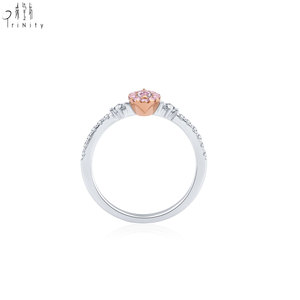 Newest Products Fine Delicate Shiny Pink Diamonds Engagement Ring Jewelry 18K Solid White Rose Gold Real Natural Diamonds Ring - Product Image 3