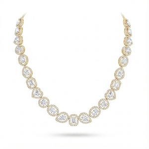 <b>Top</b> Selling White Gold Diamond Mix-Match Halo Symphony Necklace Luxury Women's <b>Wedding</b> Jewelry - Product Image 2