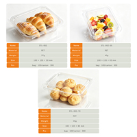 Contenant transparent en PET de qualité alimentaire, recyclable, inviolable, avec opercule cassable, jetable, pour fruits frais coupés, salades de jardin, nouilles mélangées, sushis