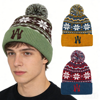 Gorro de Punto con Diseño Fair Isle de Lujo, Logotipo Jacquard, Bordado 3D y Pompones para Venta al Por Mayor