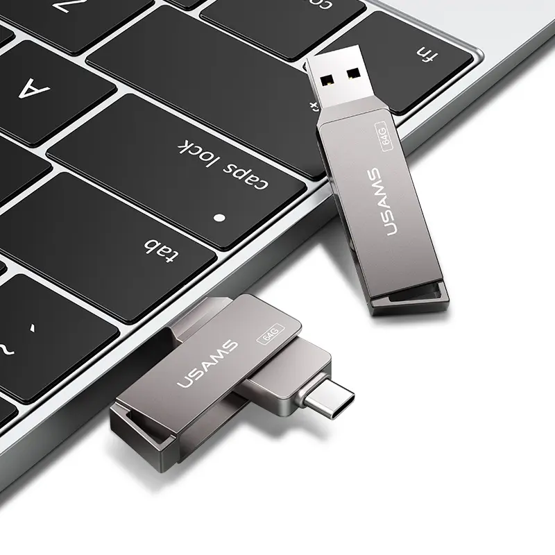 USAMS Zinc Alloy Type-C USB3.0 Rotatable High Speed Flash Drive USB Stick Laptop tf card 256 gb
