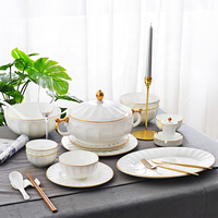 Vente flash, service de table moderne en porcelaine blanche, service de table de luxe en porcelaine osseuse