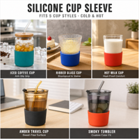 Manchon de protection antidérapant en silicone personnalisé pour base de bouteille, accessoire pour verres, tasses et mugs de voyage