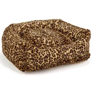 럭셔리 사용자 정의 공주 표범 디자인 디지털 양털 애완 동물 개 침대 볼스터 공급 업체