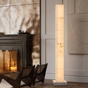Lámpara de pie minimalista de ónix natural con base de mármol para proyectos hoteleros - Product Image 5