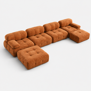 Canapé d'angle modulaire compressé sous vide en mousse et tissu, structure de compression, personnalisable, pour salon, style contemporain - Product Image 1