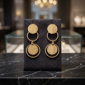 Pendientes Colgantes Geométricos Vintage de Latón Chapado en Oro Hechos a Mano para Mujer - Ideales para Fiestas y Bodas - Product Image 3