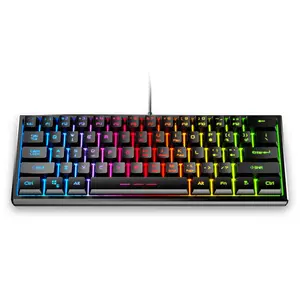 Cool multi-color RGB backlight 61 keys waterproof dustproof wired mechanical handle FV-61 gaming keyboards wholesale